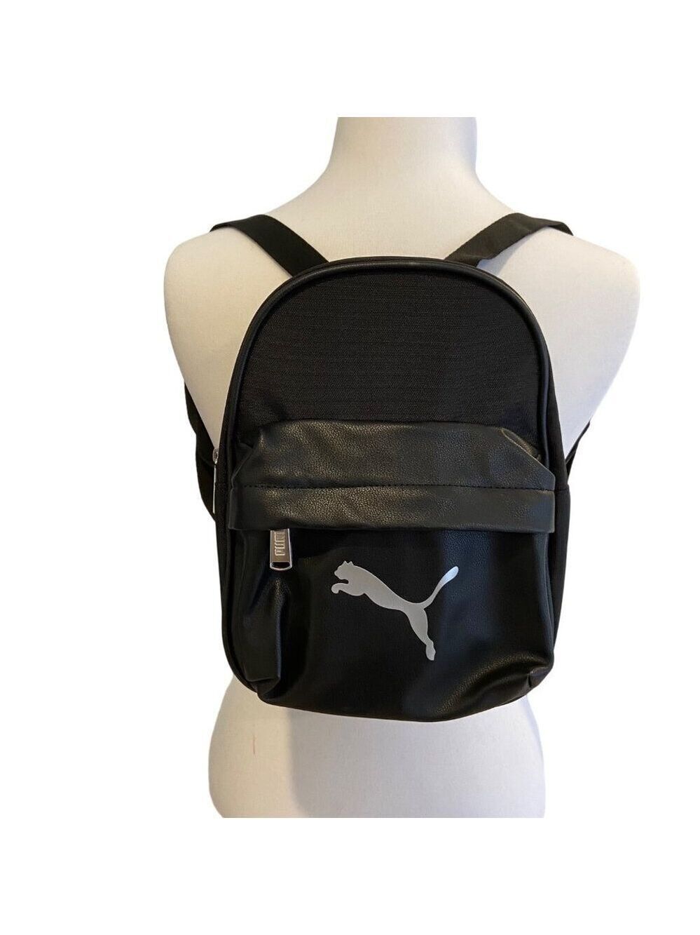 Puma Black Mini Backpack With Adjustable Straps & Logo traveling lightweigh